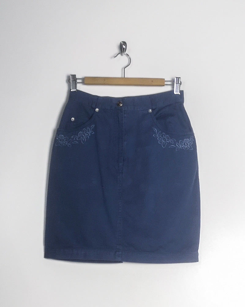 Gonna Jeans con Ricami Taglia 44