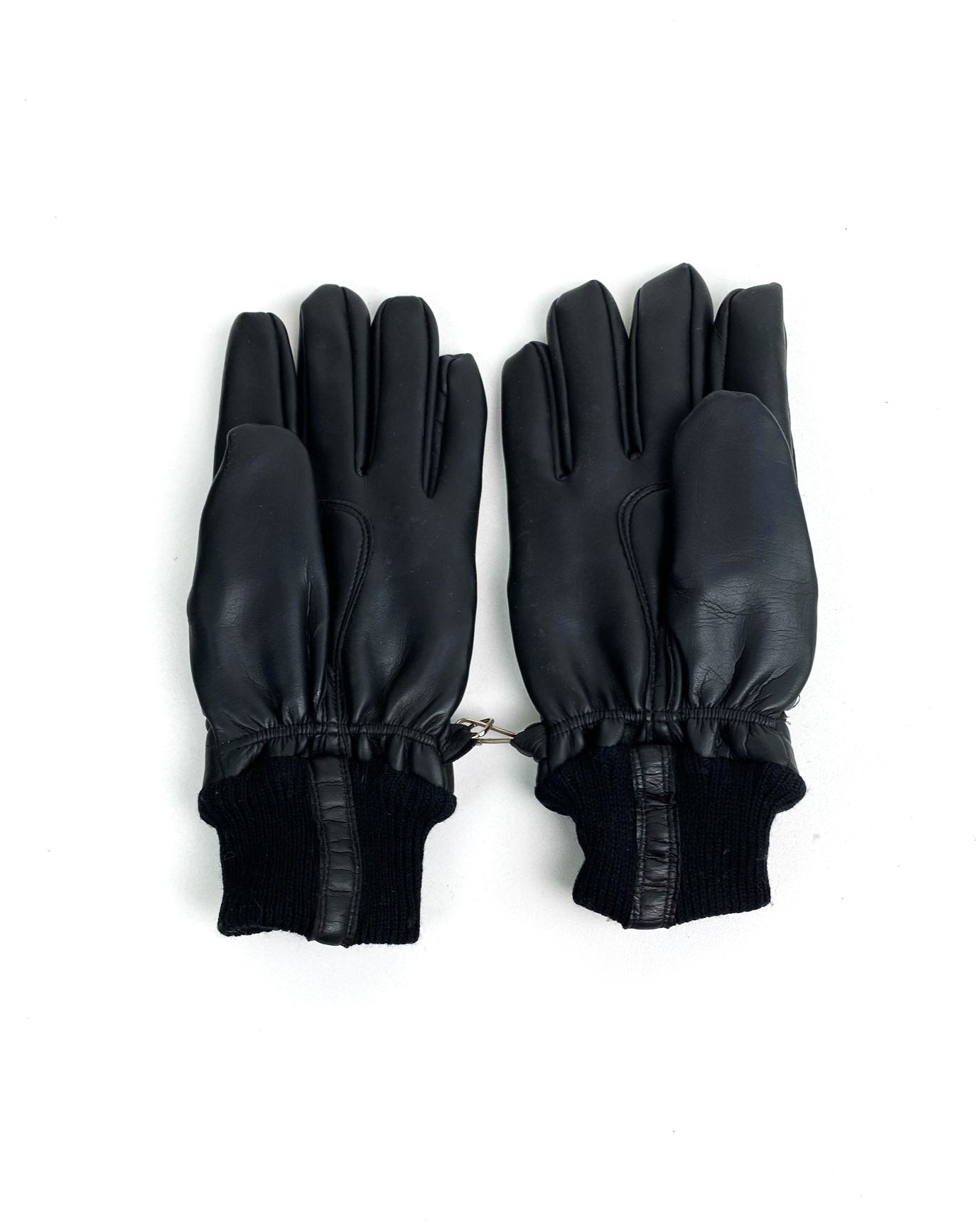 Guanti in Pelle con Polsino in Lana Taglia S