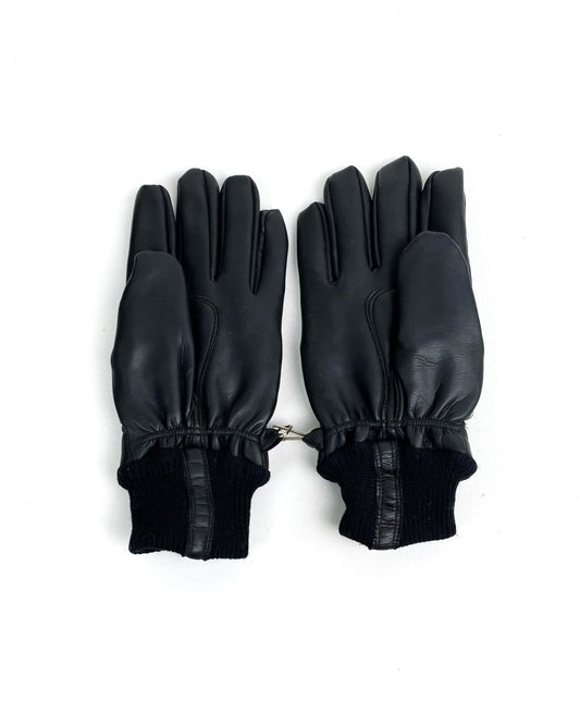 Guanti in Pelle con Polsino in Lana Taglia S