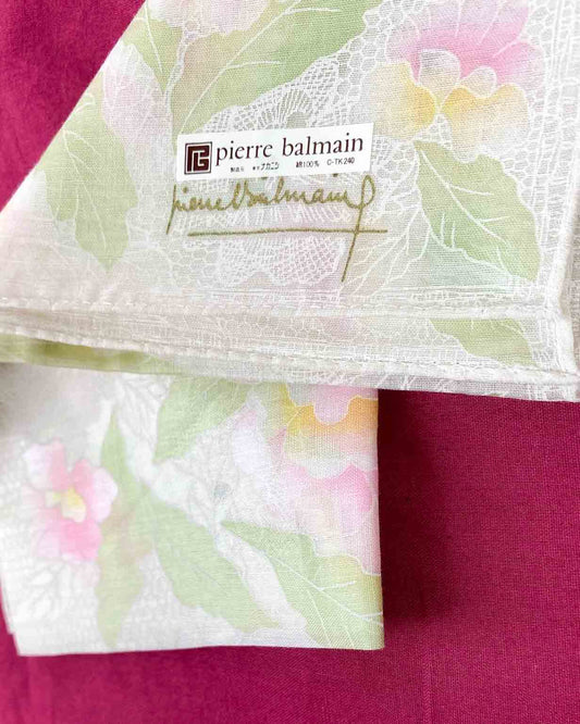 Pierre Balmain Mini Foulard Pochette con Fiori