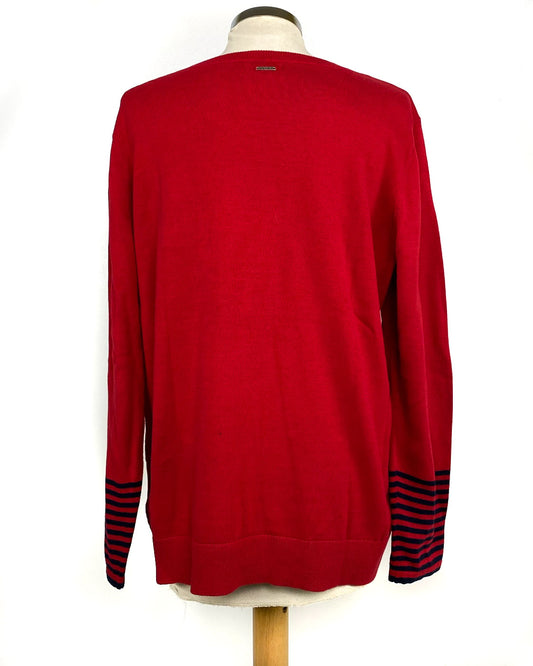 Nautica Golf Rosso con Maniche a Righe Talia 2XL