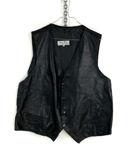 Vera Pelle Gilet Nero in Pelle Taglia XL