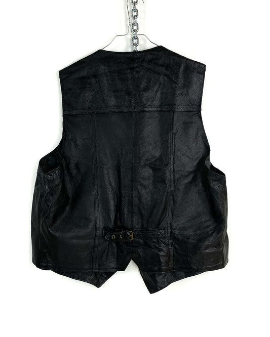 Vera Pelle Gilet Nero in Pelle Taglia XL