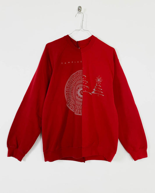 Felpa Split Rework Girocollo con Strass Taglia XL