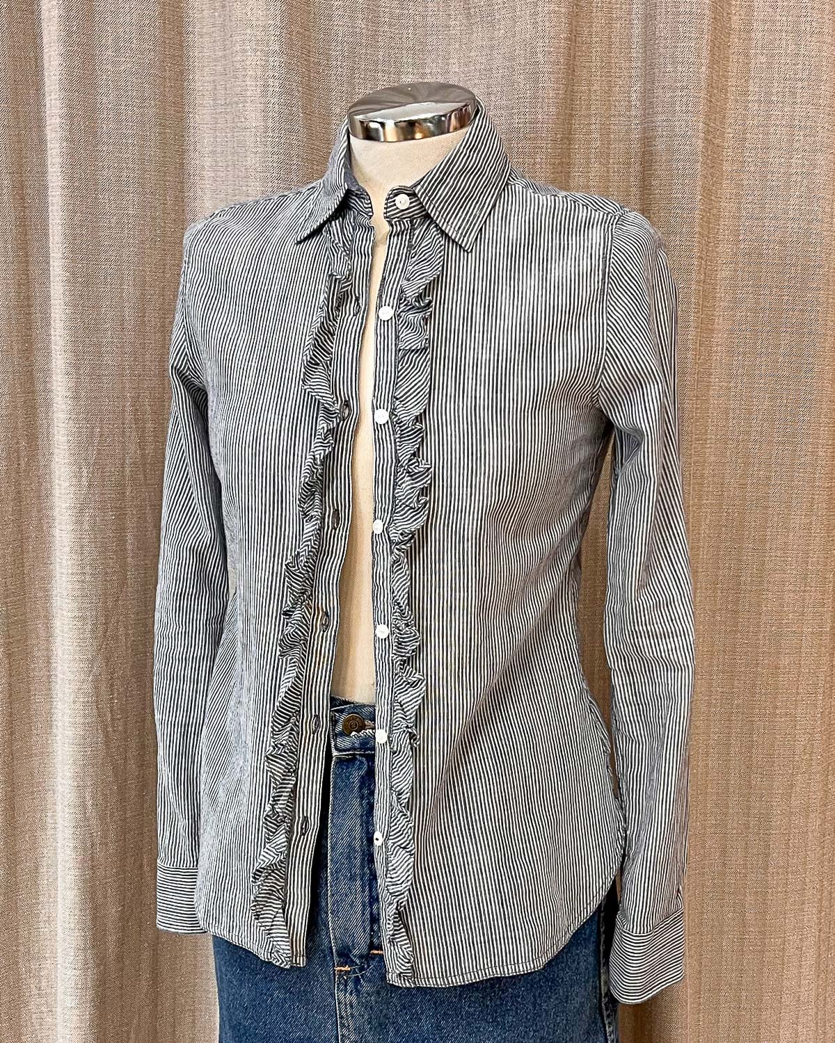 Tommy Hilfiger Camicia Fitted con Balze Taglia XS