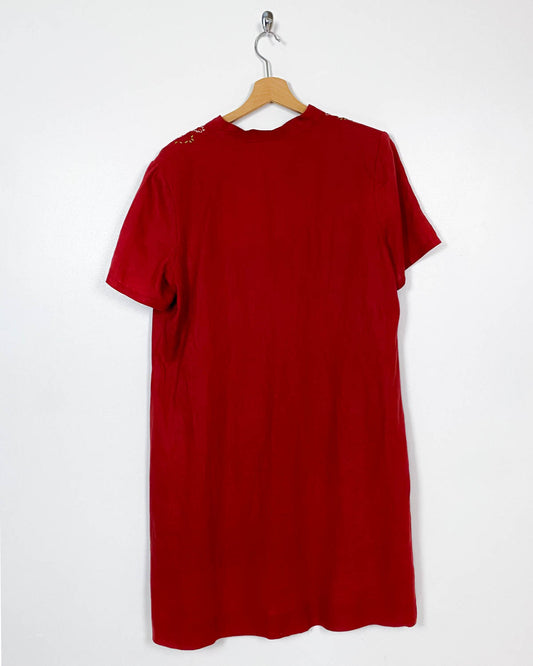 Vestito Manica Corta con Ricami Taglia 2XL