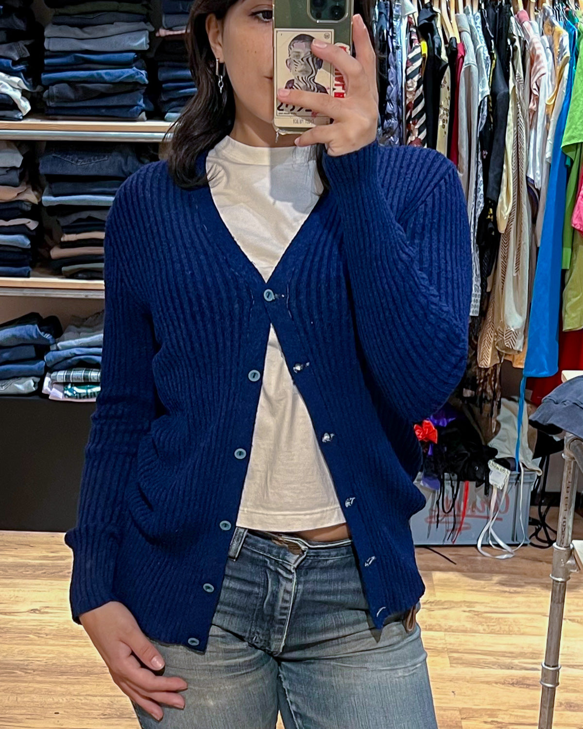 Cardigan Vintage A Coste Taglia S