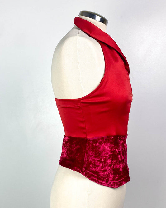 Gilet Top Rosso Halter Taglia S