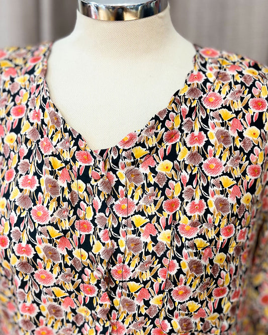 Blusa A Fiori In Seta Pura - L