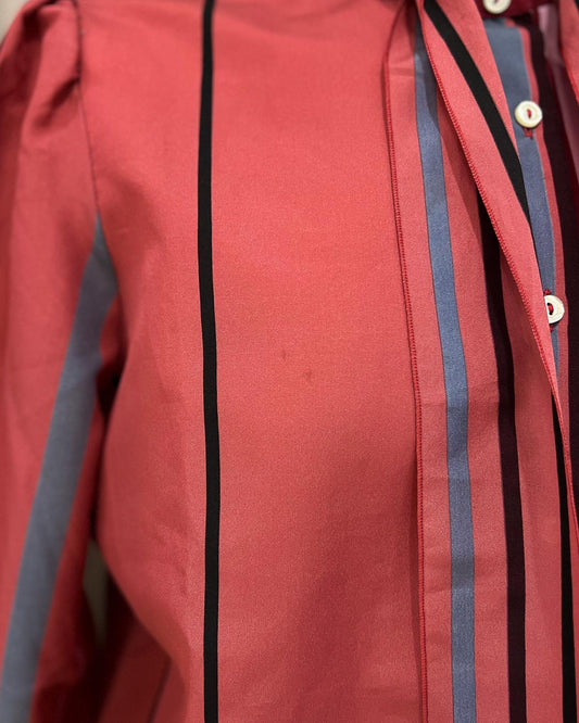 Blusa Con Cravattino A Fantasia - S