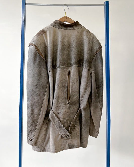 Giacca Lunga In Pelle Vintage - XL