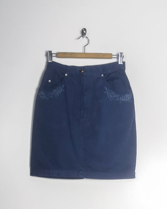 Gonna Jeans con Ricami Taglia 44