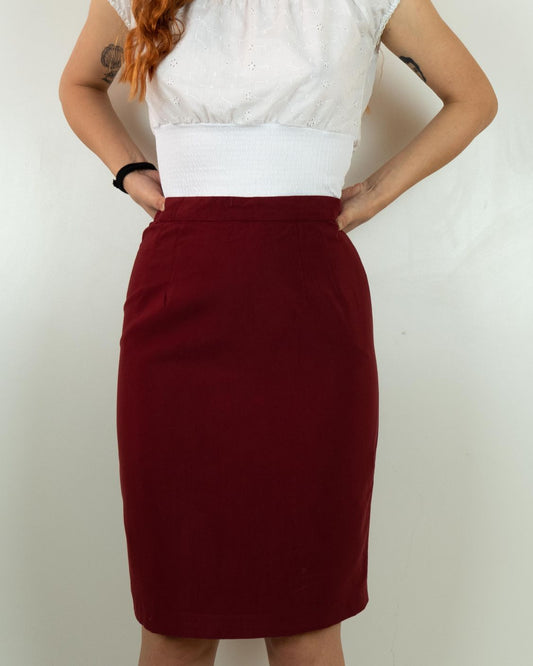 Gonna a Tubino Bordeaux Taglia 44