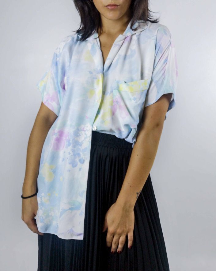 Camicia Vintage Stampa Pastello Taglia L