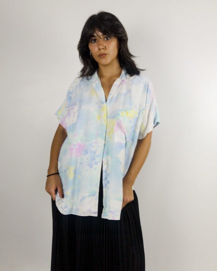 Camicia Vintage Stampa Pastello Taglia L