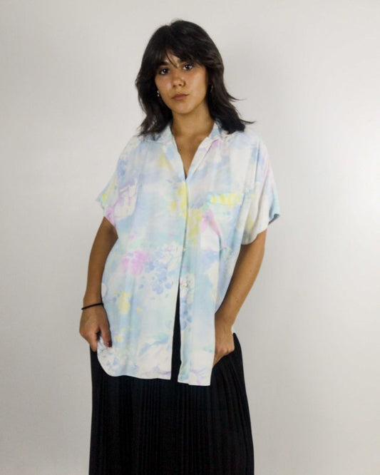 Camicia Vintage Stampa Pastello Taglia L
