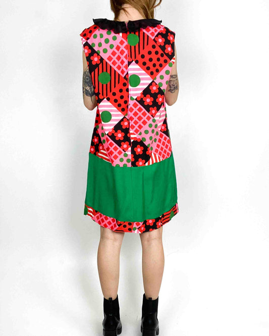 Vestito Vintage con Fantasia Multicolor Taglia L