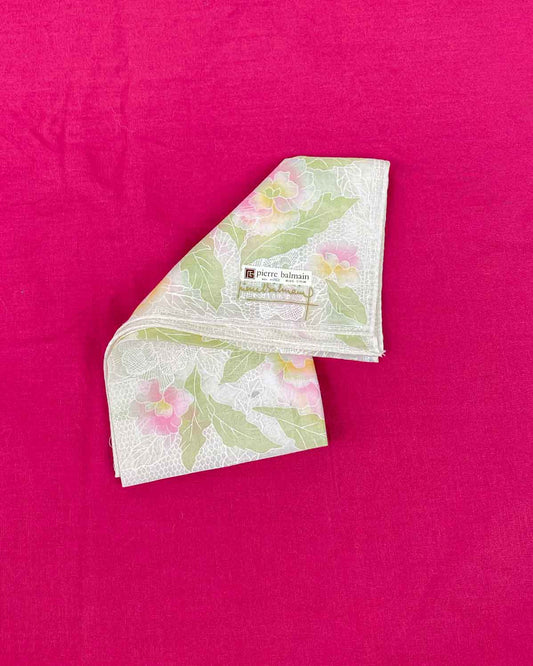 Pierre Balmain Mini Foulard Pochette con Fiori