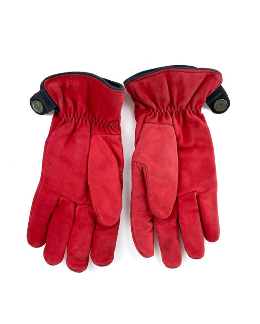 Guanti Rossi in Pelle con Cuciture Taglia M