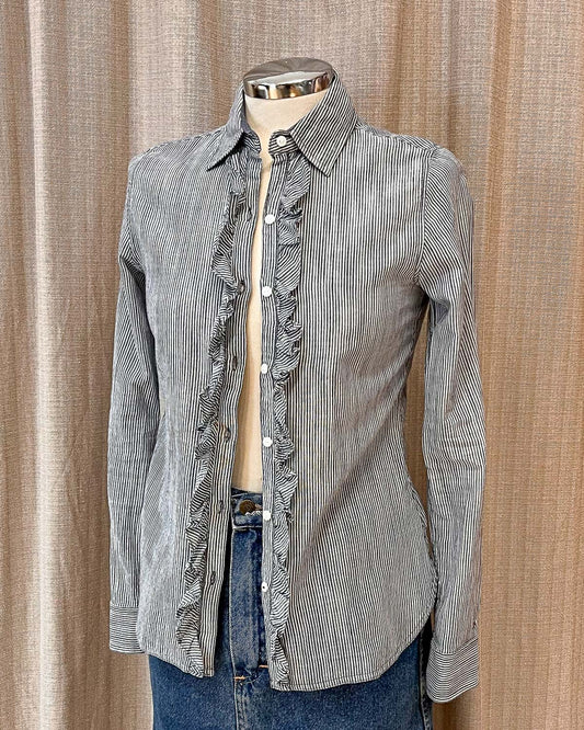 Tommy Hilfiger Camicia Fitted con Balze Taglia XS