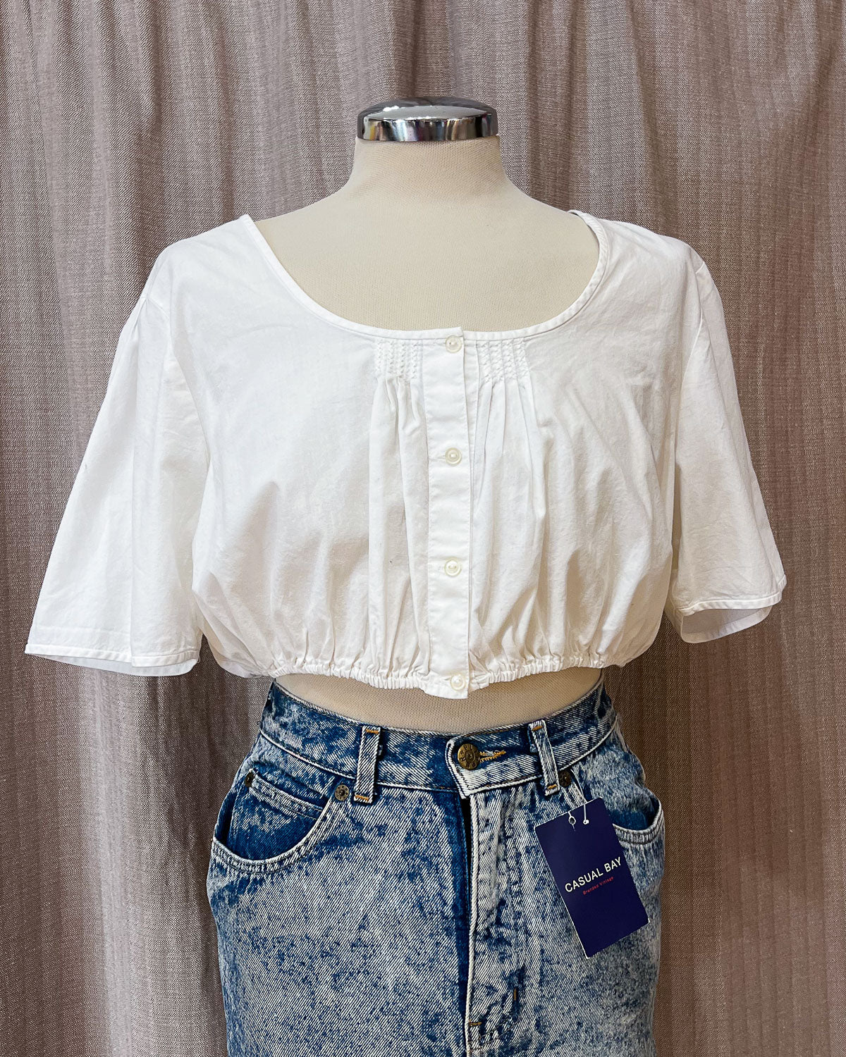 Crop Top Vintage Con Bottoni Taglia M