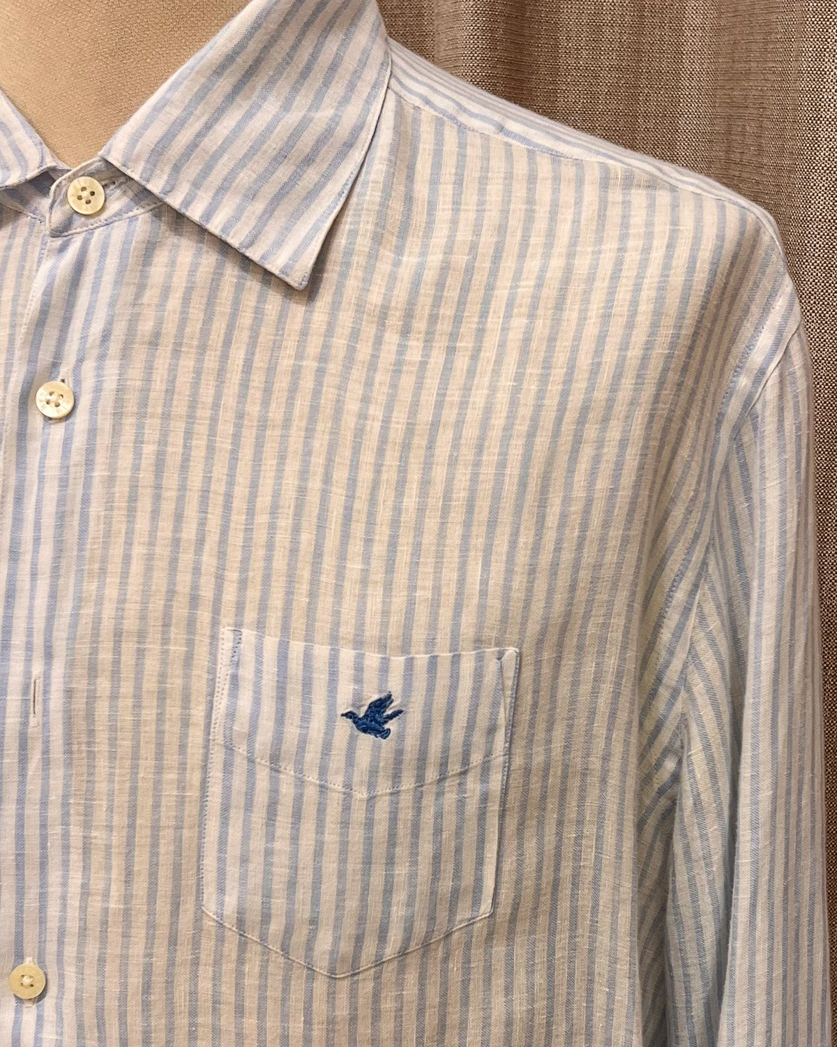 Camicia In Lino A Righe Vintage XL