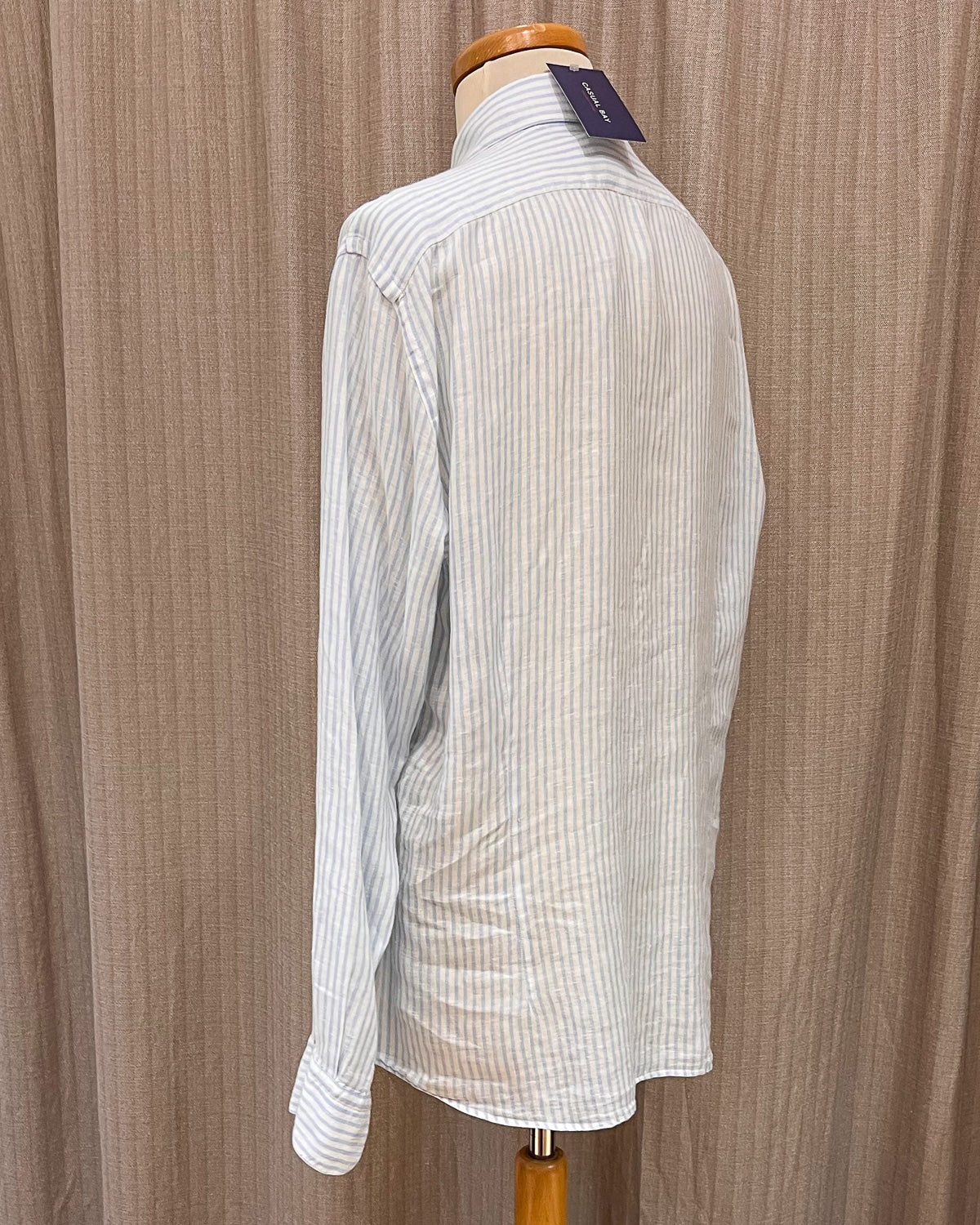 Camicia In Lino A Righe Vintage XL