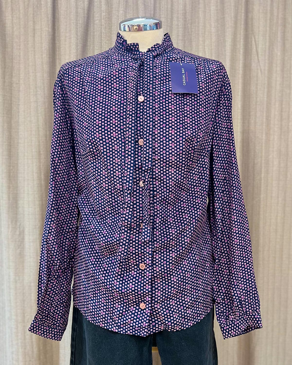 Blusa Con Cravattino A Fantasia - S