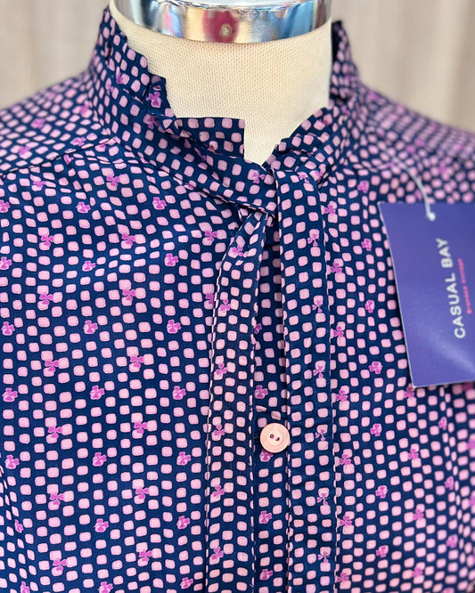 Blusa Con Cravattino A Fantasia - S