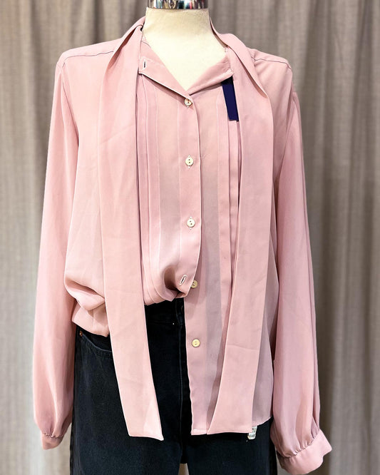 Blusa Monocolore Con Cravattino - L