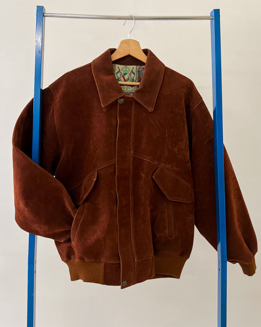 Bomber In Pelle Con Interno Ricamato - L