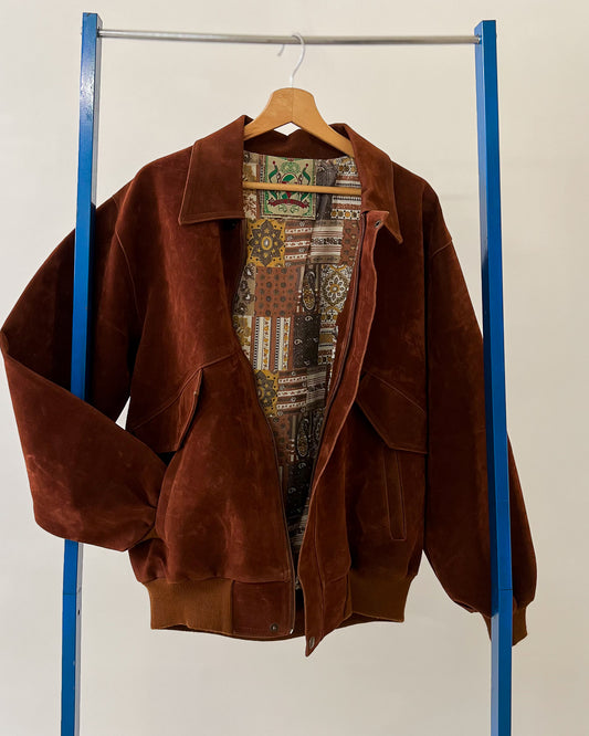 Bomber In Pelle Con Interno Ricamato - L