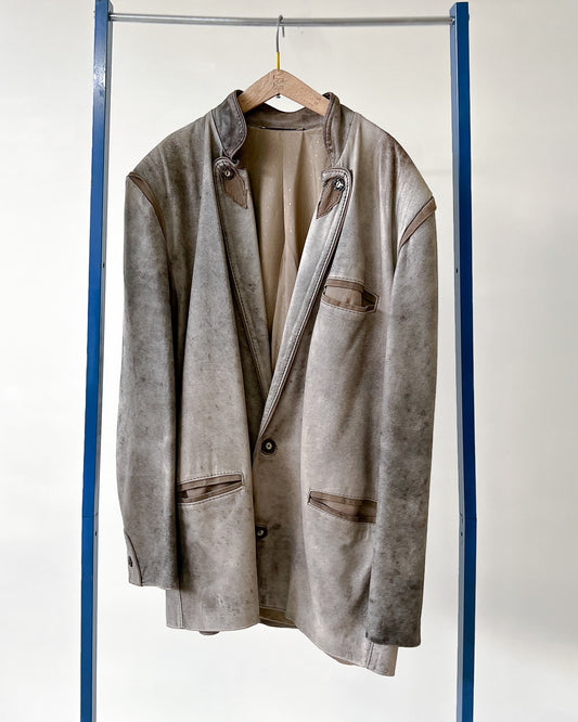 Giacca Lunga In Pelle Vintage - XL