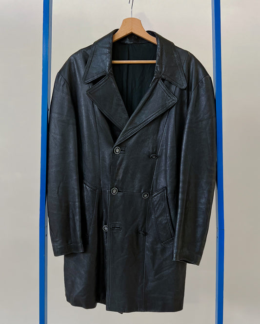 Trench Lungo In Vera Pelle Vintage - M/L