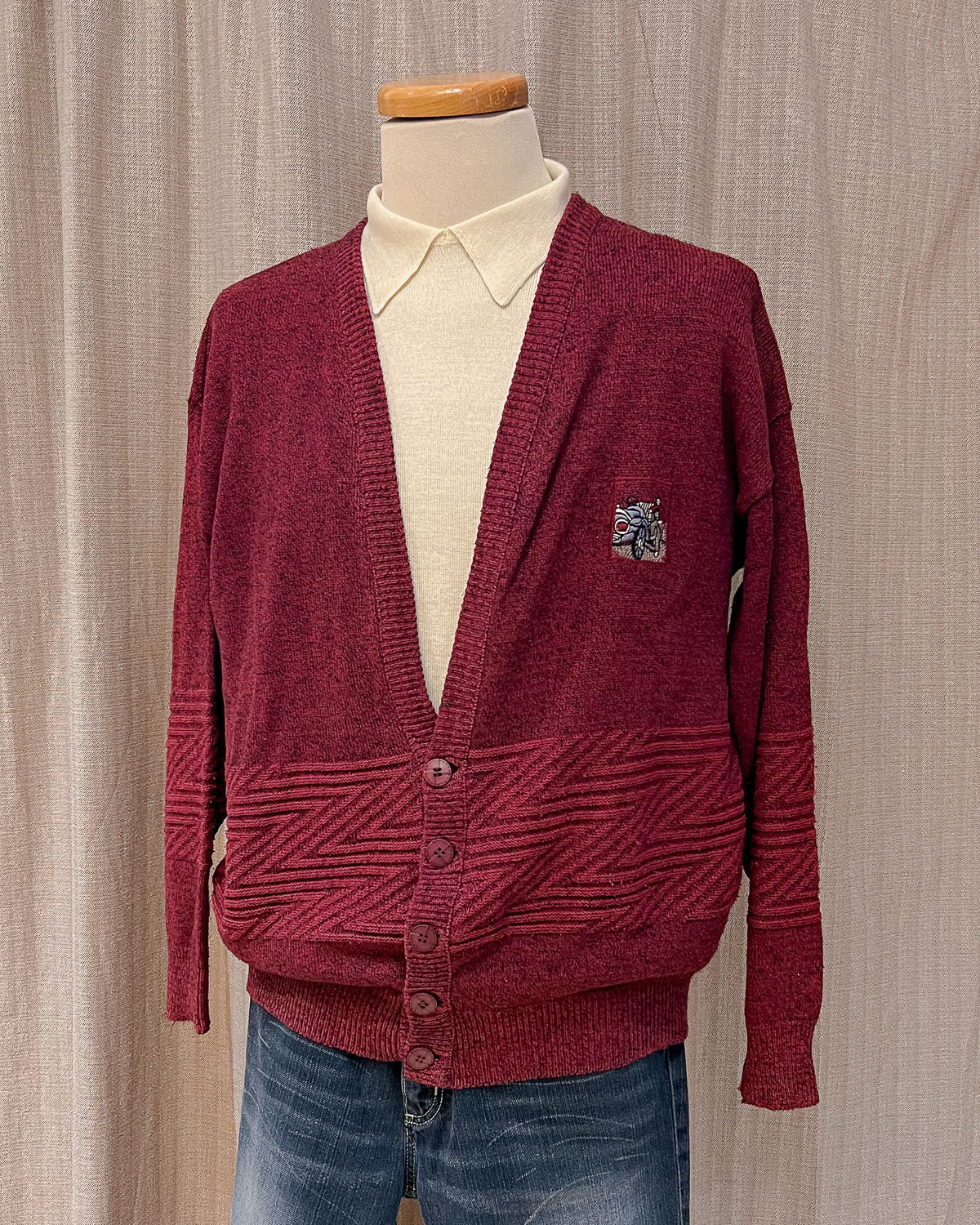 Cardigan Vintage Con Ricamo - L