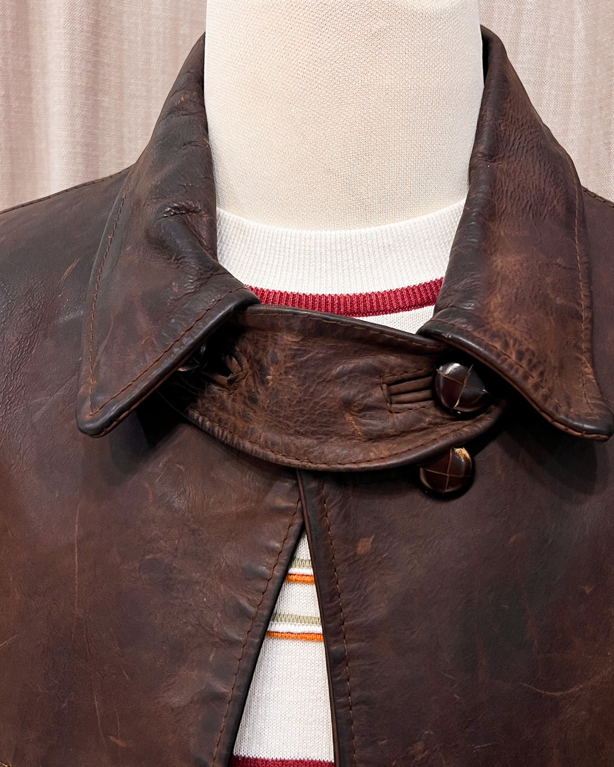 Giaccone In Pelle Con Chiusura Doppiopetto - XL