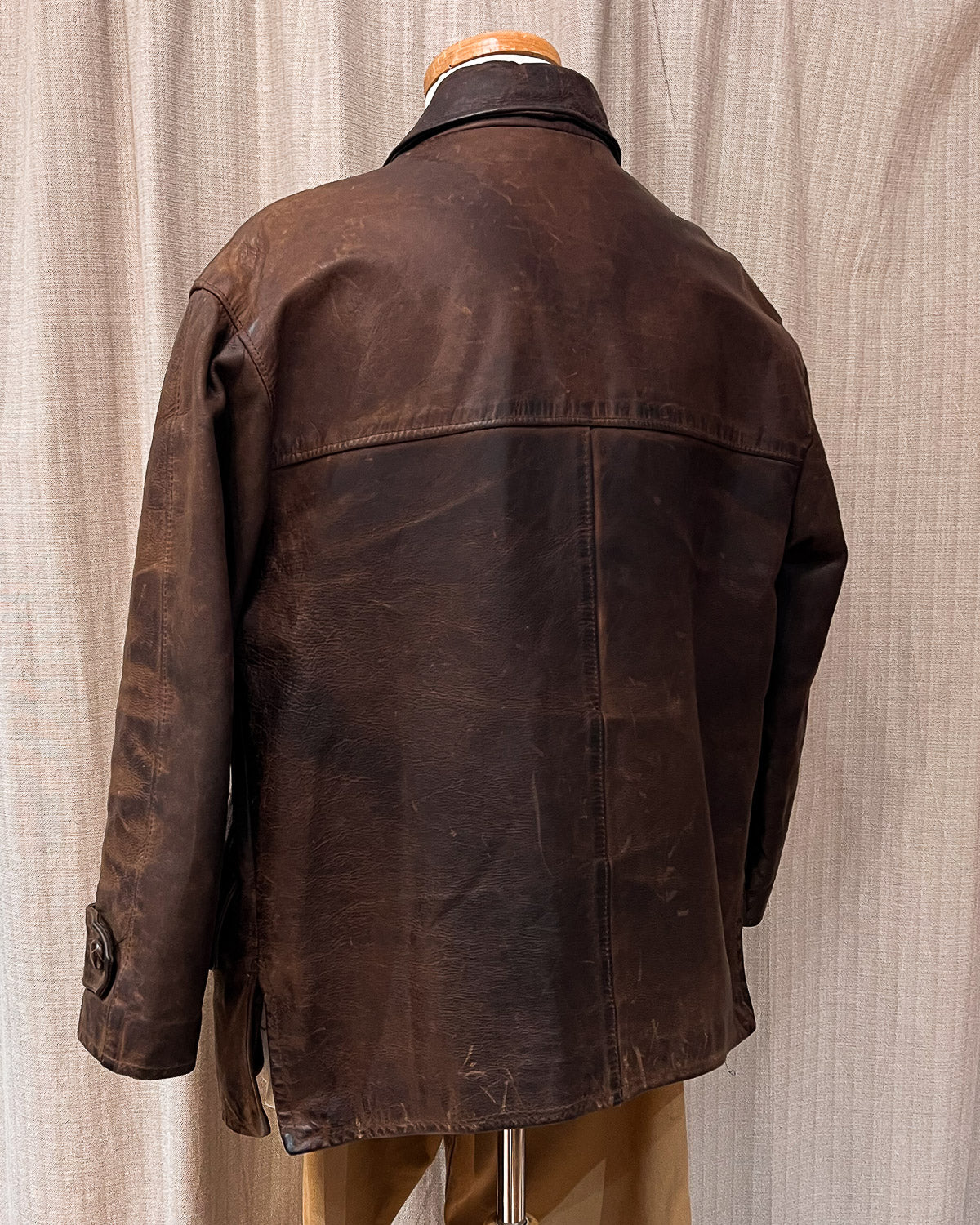 Giaccone In Pelle Con Chiusura Doppiopetto - XL