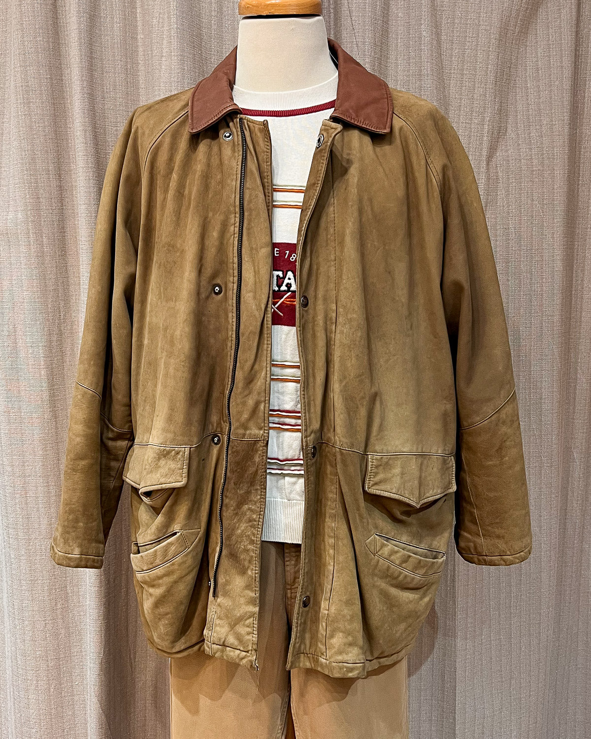 Giaccone In Pelle Con Interno Scozzese - XL