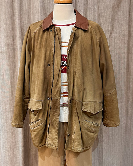 Giaccone In Pelle Con Interno Scozzese - XL