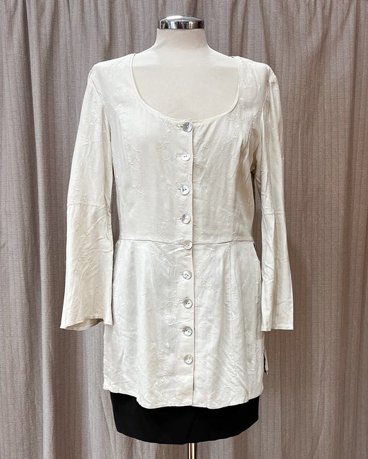 Vestito In Misto Lino Con Bottoni  M