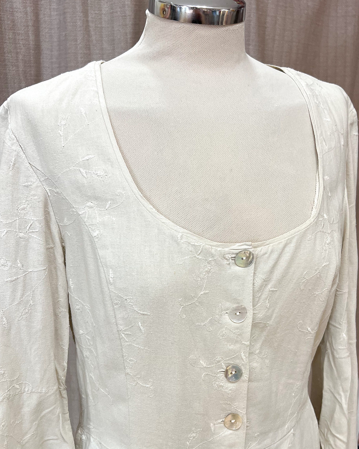 Vestito In Misto Lino Con Bottoni  M