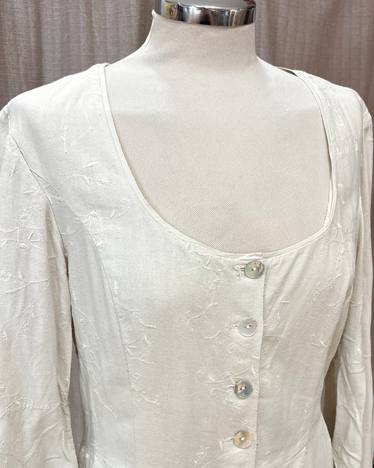 Vestito In Misto Lino Con Bottoni  M