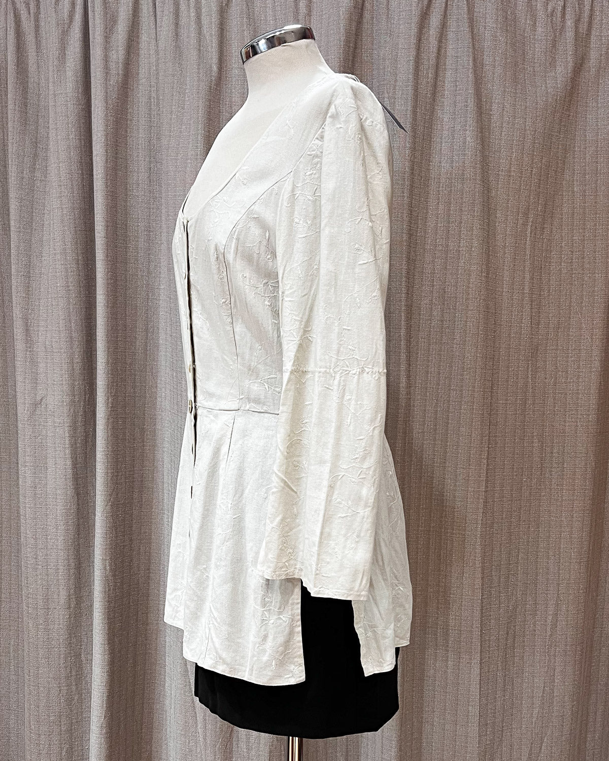 Vestito In Misto Lino Con Bottoni  M