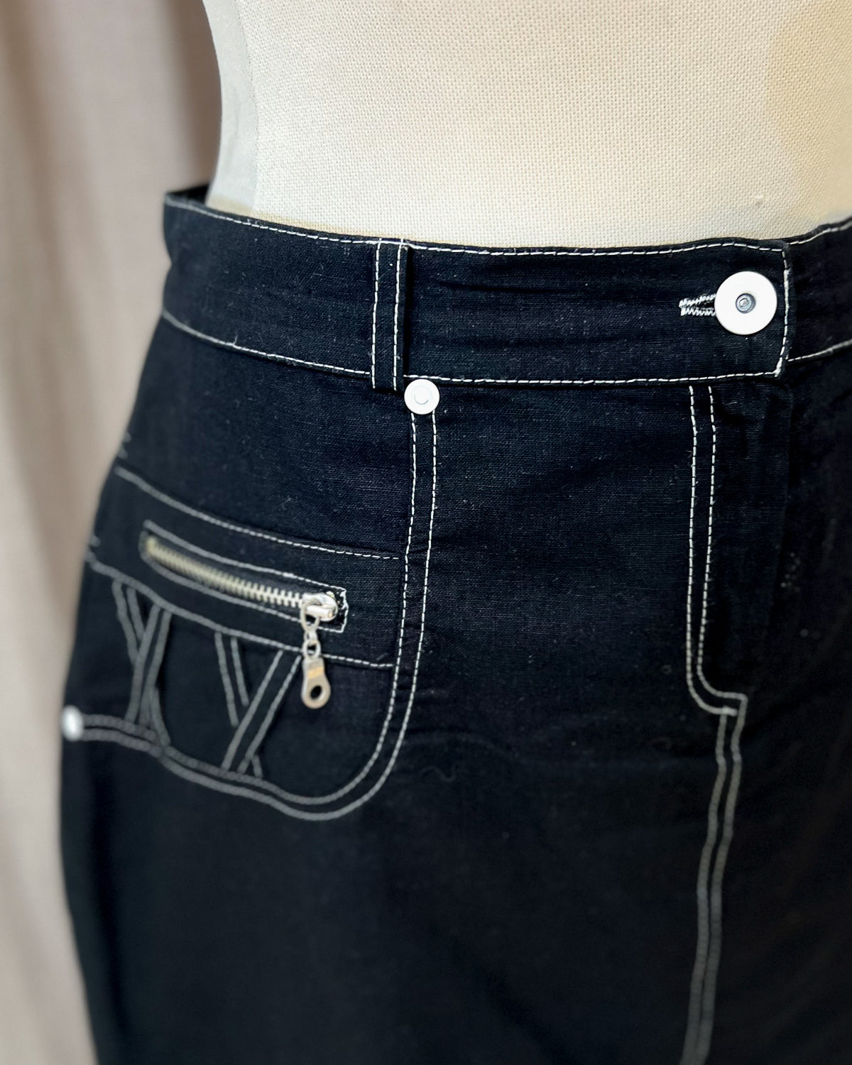 Gonna Con Cuciture A Contrasto - XL