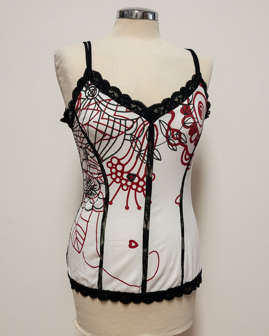 Top Con Pizzo e Fiori  M