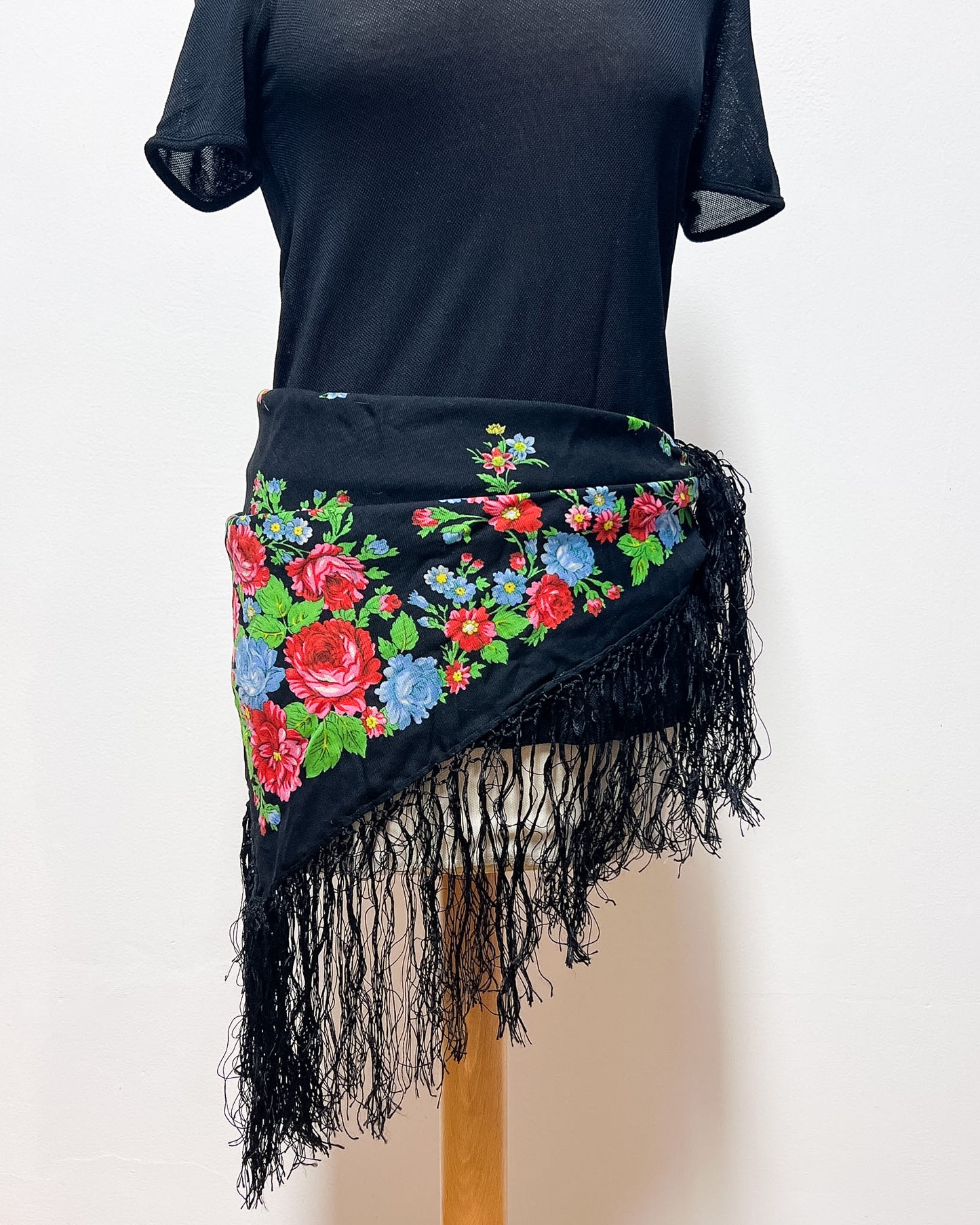 Foulard con Frange Fantasia Fiori