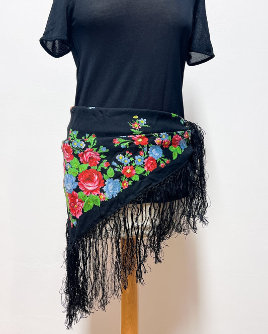 Foulard con Frange Fantasia Fiori