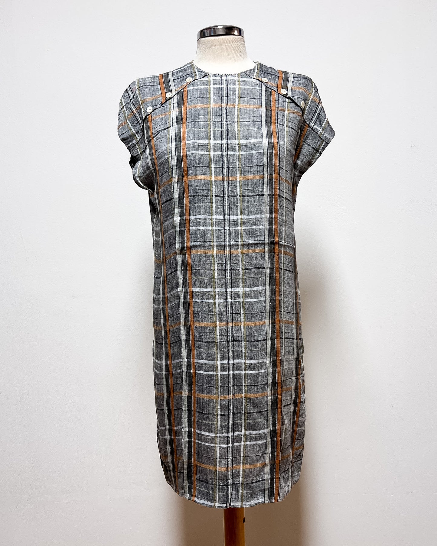 Vestito a Quadri in Lino  M