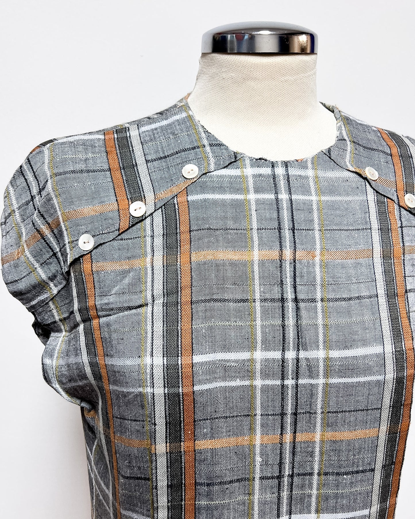 Vestito a Quadri in Lino  M