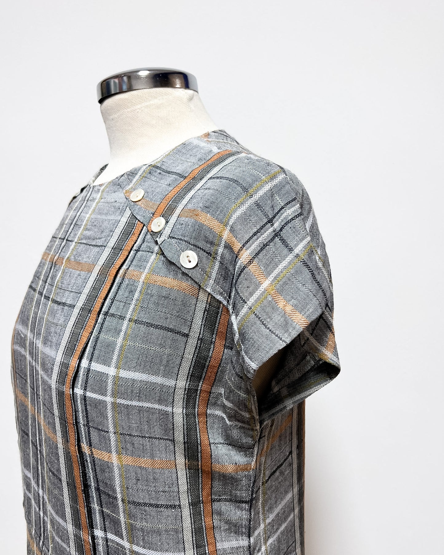 Vestito a Quadri in Lino  M
